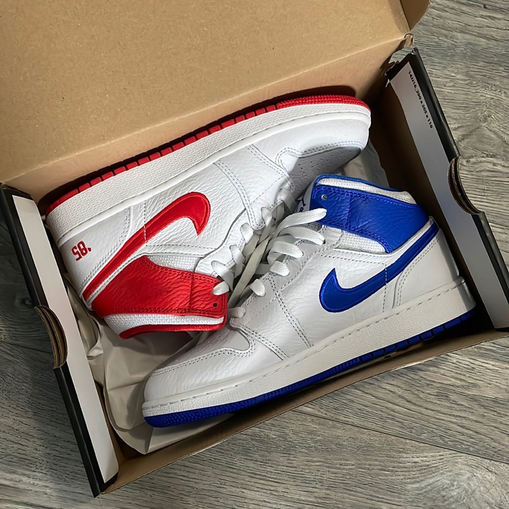 Jordan 1 mid blue and orange